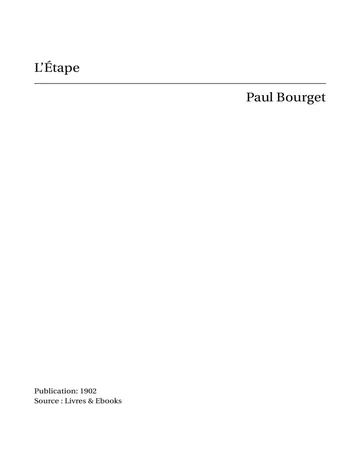 L'Étape de Paul Bourget, couverture du livre