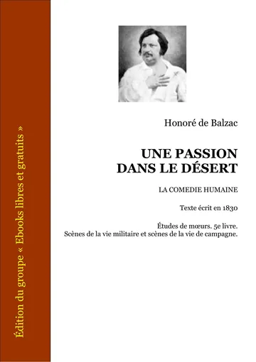 Une passion dans le désert d’Honoré de Balzac, couverture du livre