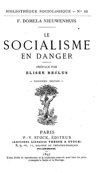 Le socialisme en danger de Ferdinand Domela Nieuwenhuis, couverture du livre