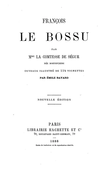François le Bossu de Sophie, comtesse de Ségur, couverture du livre