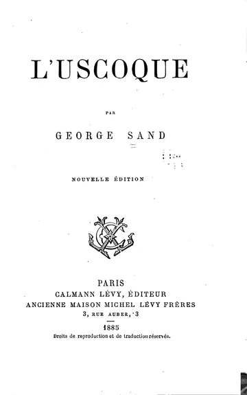 L'Uscoque de George Sand, couverture du livre