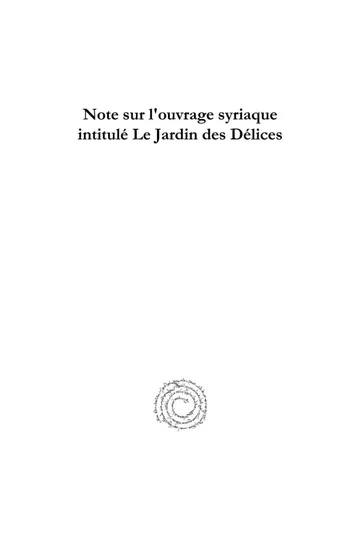 OceanofPDF.com Note sur louvrage syriaque intitule Le Jardin des Delices French Edition de Jean-Baptiste Chabot, couverture du livre