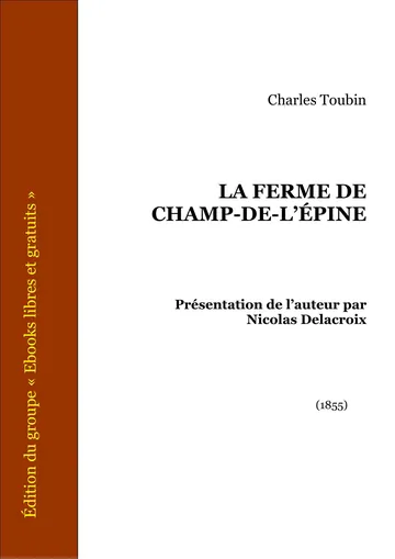 La Ferme De Champ-De-L’épine de CHARLES TOUBIN, couverture du livre