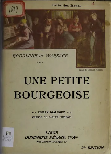 Une petite bourgeoise de Rodolphe de Warsage, couverture du livre