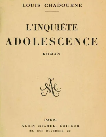 L'inquiète adolescence de Louis Chadourne, couverture du livre