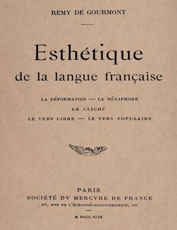 Esthétique de la langue française de Remy de Gourmont, couverture du livre