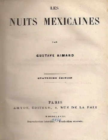 Les nuits mexicaines de Gustave Aimard, couverture du livre