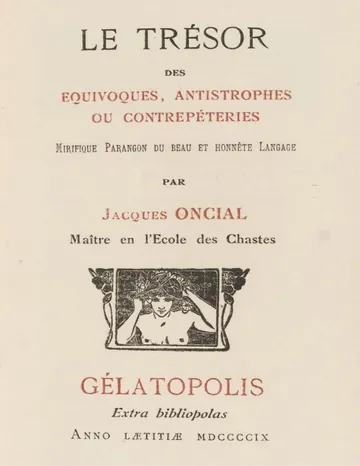 Le trésor des équivoques, antistrophes, ou contrepéteries de Léon Dupré-Carra, couverture du livre