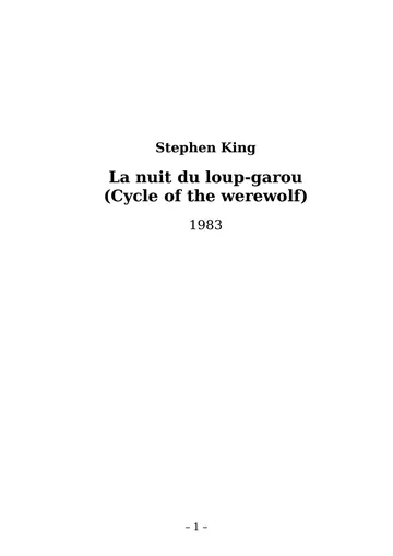 La nuit du loup-garou de King, couverture du livre