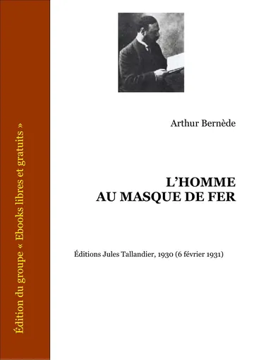 L’homme Au Masque De Fer d’Arthur Bernède, couverture du livre