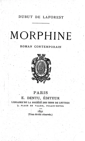 Morphine de Jean-Louis Dubut de Laforest, couverture du livre