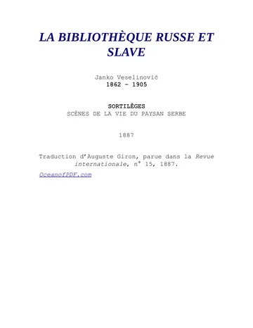 Sortilèges de Veselinovic, couverture du livre