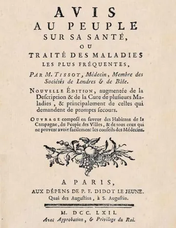 Avis au peuple sur sa santé / ou traité des maladies les plus fréquentes de S. A. D. Tissot, couverture du livre