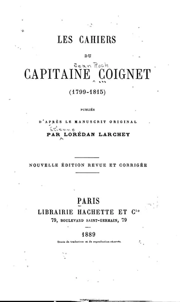 Les cahiers du Capitaine Coignet (1799-1815) de Jean-Roch Coignet, couverture du livre