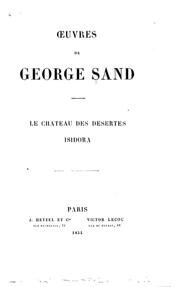 Isidora de George Sand, couverture du livre