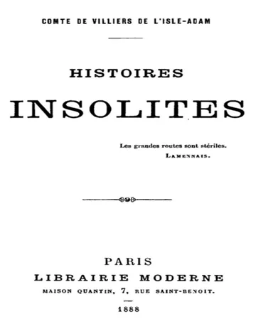 Histoires insolites de comte de Auguste Villiers de L'Isle-Adam, couverture du livre