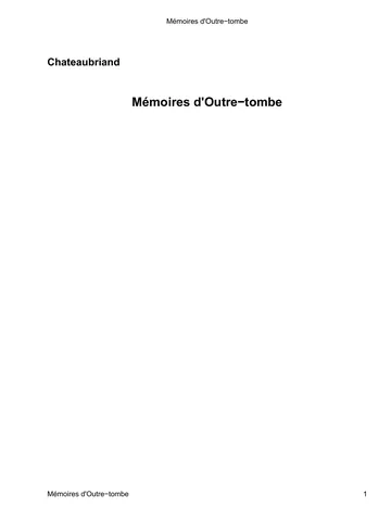 Mémoires d'Outre-tombe de Chateaubriand, couverture du livre