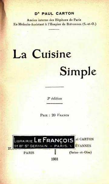 La cuisine simple de Paul Carton, couverture du livre