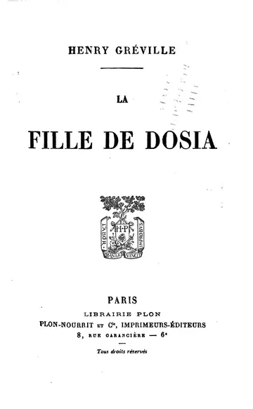 La fille de Dosia d’Henry Gréville, couverture du livre