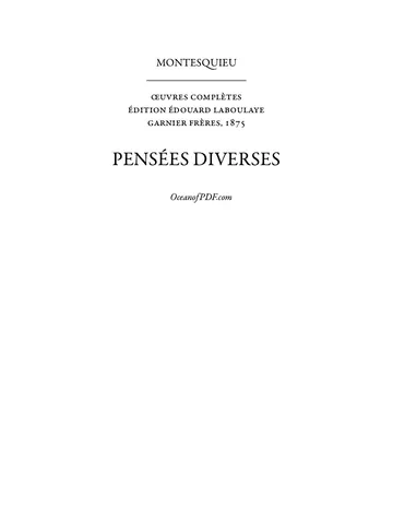 Pensées diverses de Montesquieu, couverture du livre
