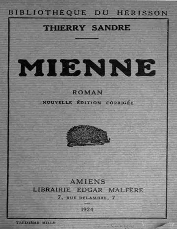 Mienne: roman de Thierry Sandre, couverture du livre