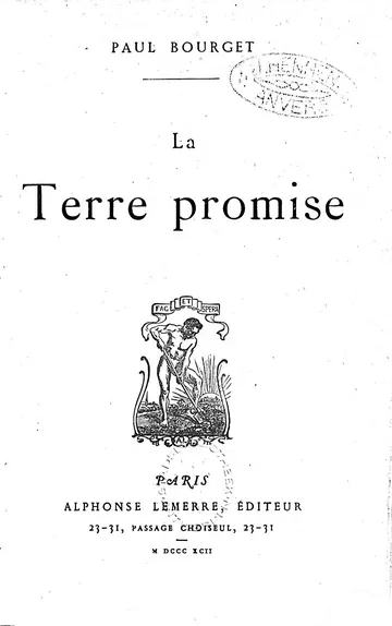 La terre promise de Paul Bourget, couverture du livre