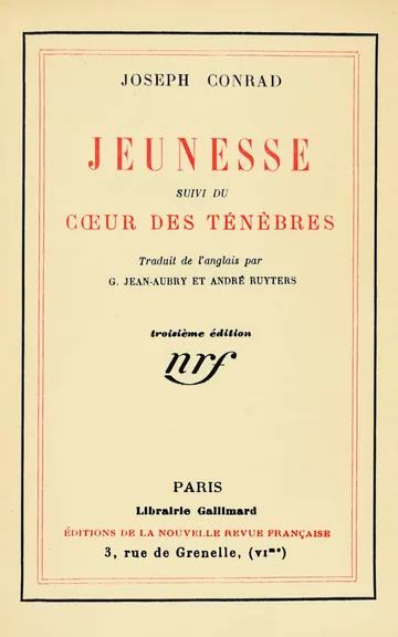 Jeunesse suivi du CŒUR DES Ténèbres de Joseph Conrad, couverture du livre