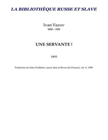 Une servante ! de Vazov, couverture du livre