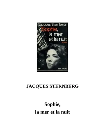 Sophie, la mer et la nuit de Jacques Sternberg, couverture du livre
