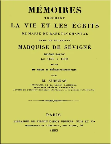 Mémoires touchant la vie et les écrits de Marie de Rabutin-Chantal, (6/6) de Joseph-Adolphe Aubenas, couverture du livre
