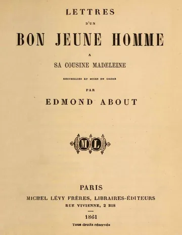 Lettres d'un bon jeune homme à sa cousine Madeleine d’Edmond About, couverture du livre