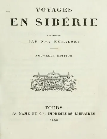 Voyages en Sibérie de N. A. Kubalski, couverture du livre