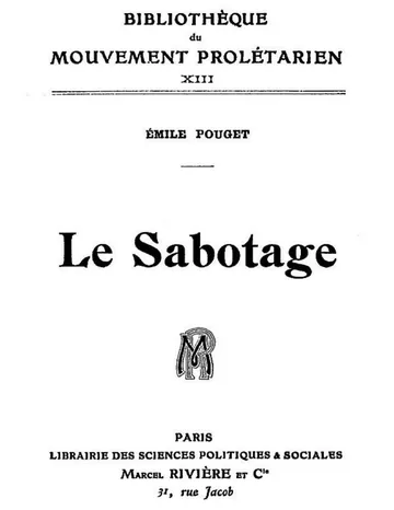 Le Sabotage d’Emile Pouget, couverture du livre