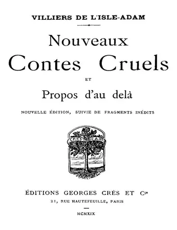 Nouveaux contes cruels et propos d'au delà de comte de Auguste Villiers de L'Isle-Adam, couverture du livre