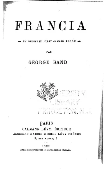 Francia; Un bienfait n'est jamais perdu de George Sand, couverture du livre