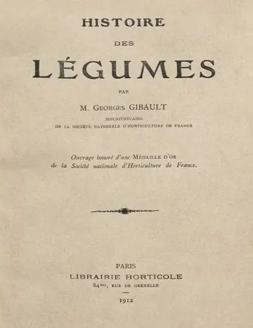 Histoire des légumes de Georges Gibault, couverture du livre