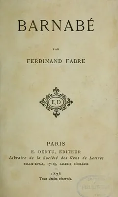 Barnabé de Ferdinand Fabre, couverture du livre