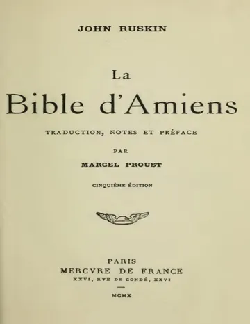 La Bible d'Amiens de John Ruskin, couverture du livre
