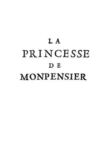 La princesse de Monpensier de Madame de La Fayette, couverture du livre