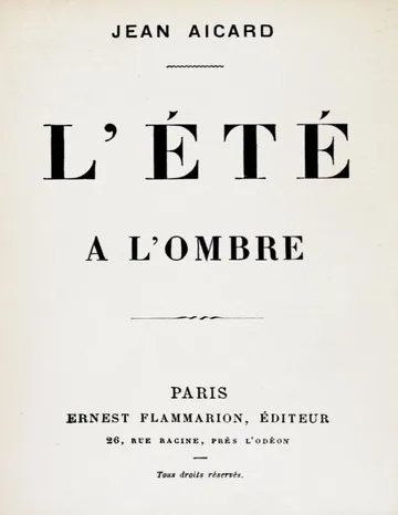 L'Été à l'ombre de Jean Aicard, couverture du livre