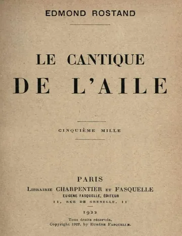 Le Cantique de l'Aile d’Edmond Rostand, couverture du livre