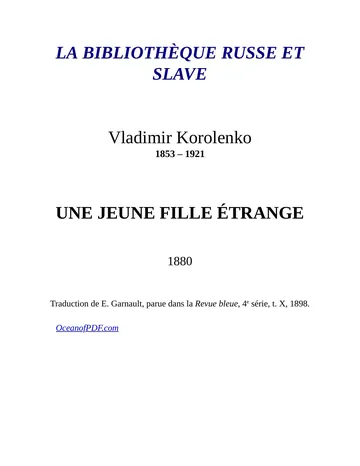 Une jeune fille étrange de Korolenko, couverture du livre