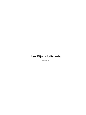 Les Bijoux Indiscrets de DIDEROT, couverture du livre
