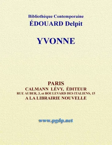 Yvonne d’Édouard Delpit, couverture du livre