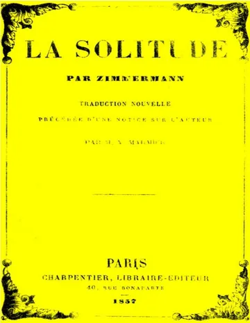 La solitude de Johann Georg Zimmermann, couverture du livre