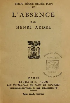 L'absence d’Henri Ardel, couverture du livre