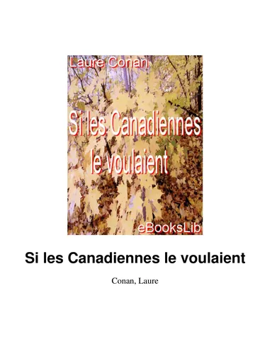 Si les Canadiennes le voulaient de Laure Conan, couverture du livre
