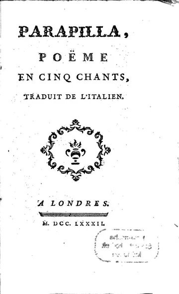 Parapilla, poëme en cinq chants de Charles Bordes, couverture du livre