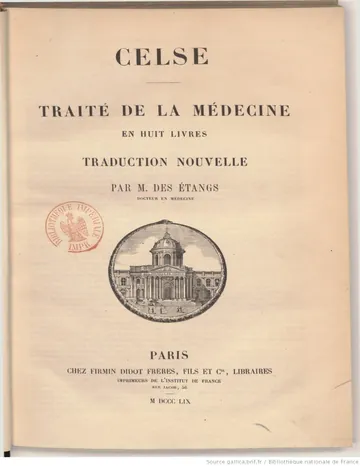 Traite De Medecine de Celse, couverture du livre