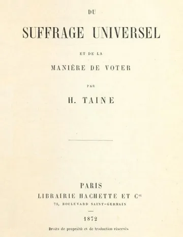 Du suffrage universel et de la manière de voter d’Hippolyte Taine, couverture du livre